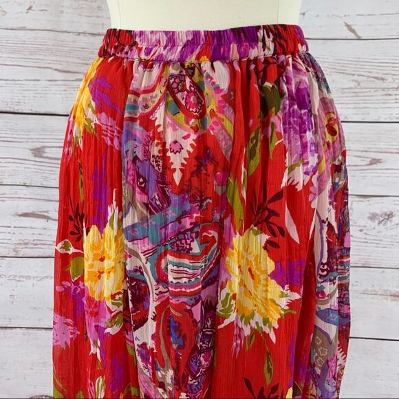 TravelSmith boho crinkle broom tiered maxi skirt - Picture 2 of 13